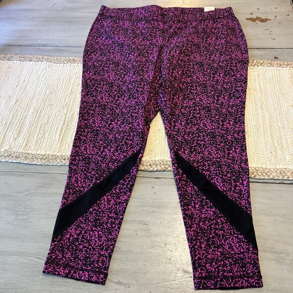 Livi Active Pants - NWT Livi Active Signature Stretch Leggings Purple Black Sz 22 24 Lane Bryant